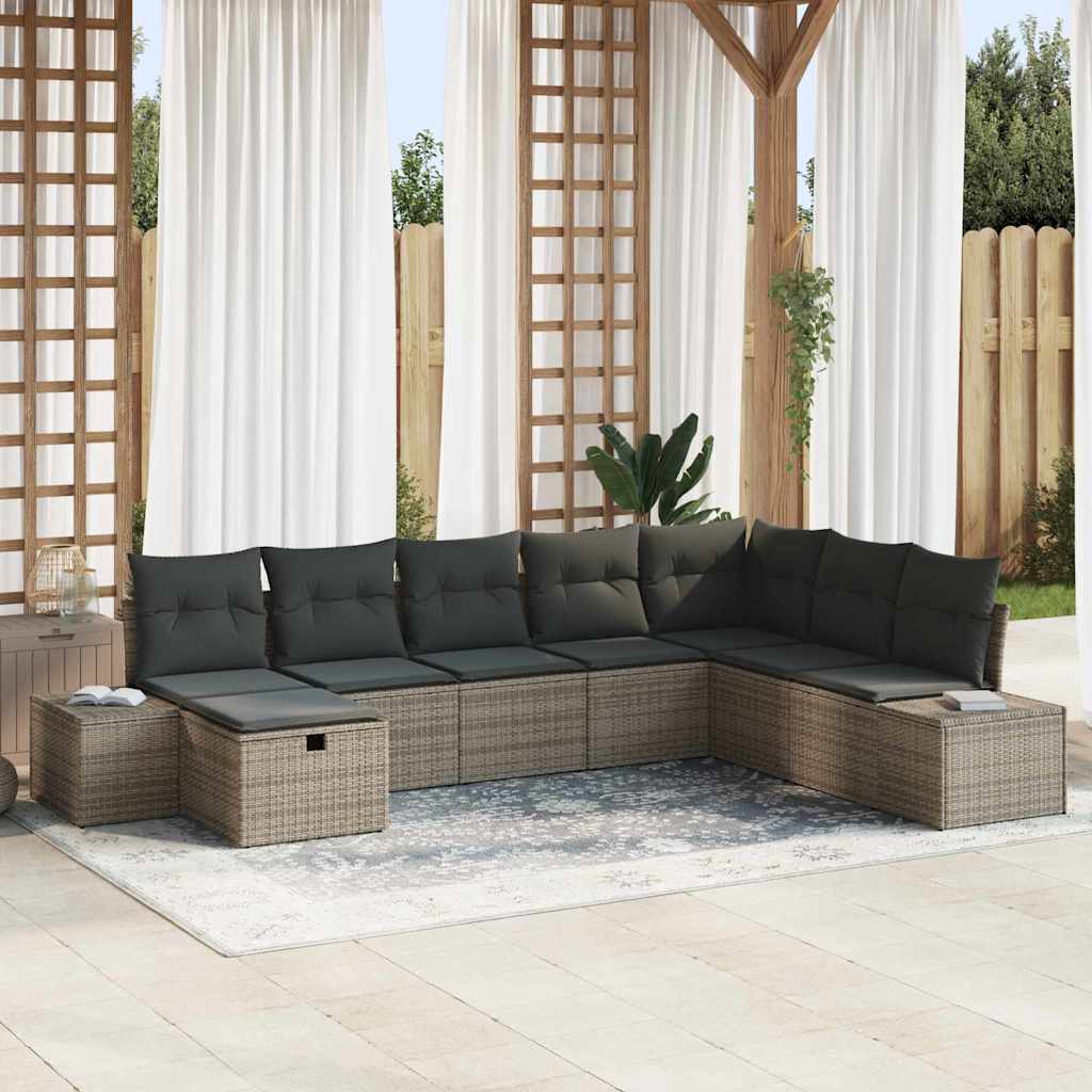 Conjunto de sofá de jardín 8 pcs Beige ratán sintético
