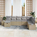 Conjunto de sofá de jardín 8 pcs Beige ratán sintético