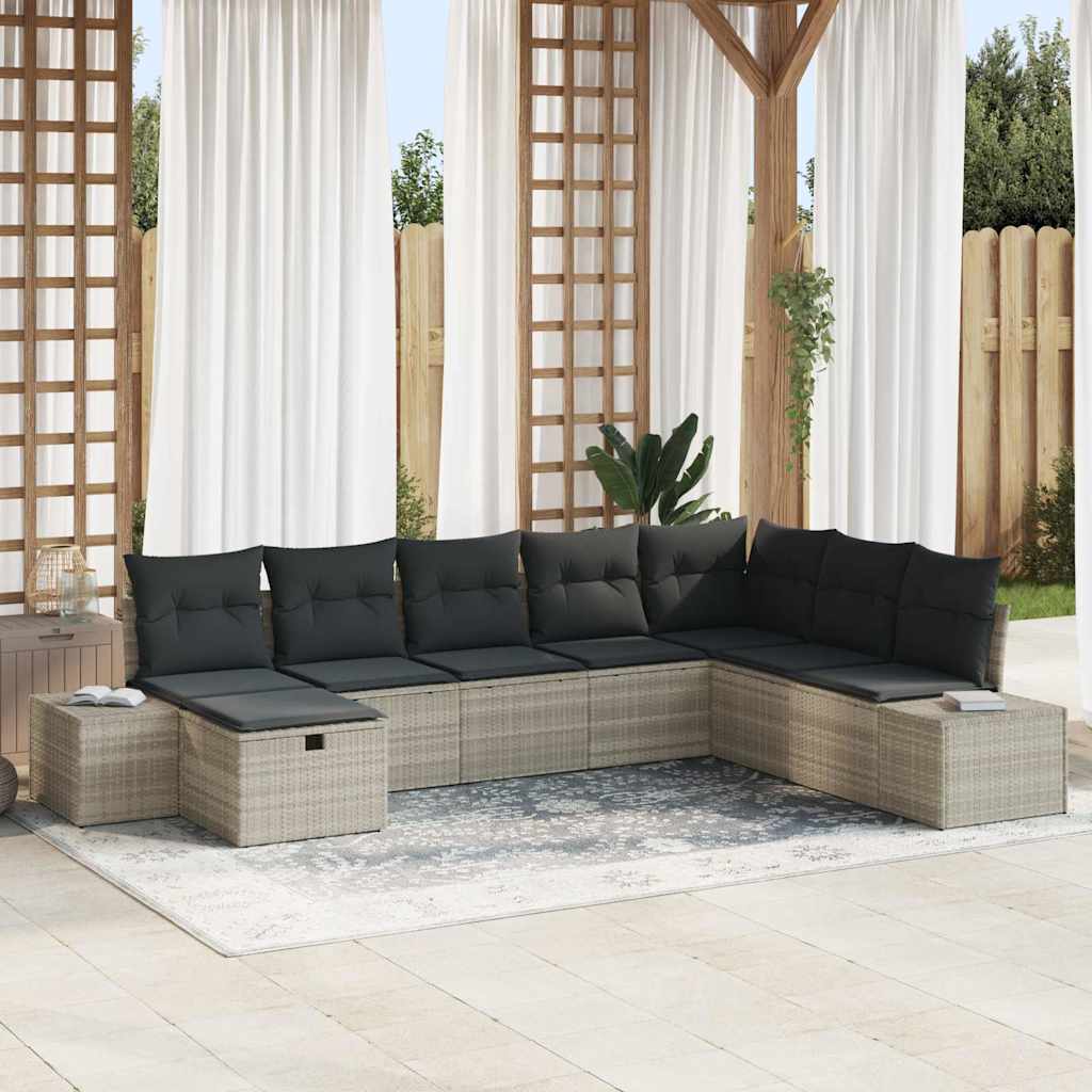 Conjunto de sofá de jardín 8 pcs Beige ratán sintético