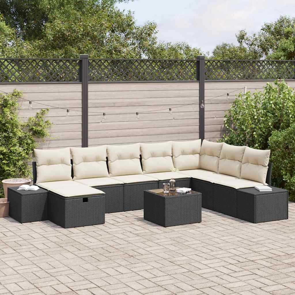 Conjunto de sofá de jardín 8 pcs Beige ratán sintético