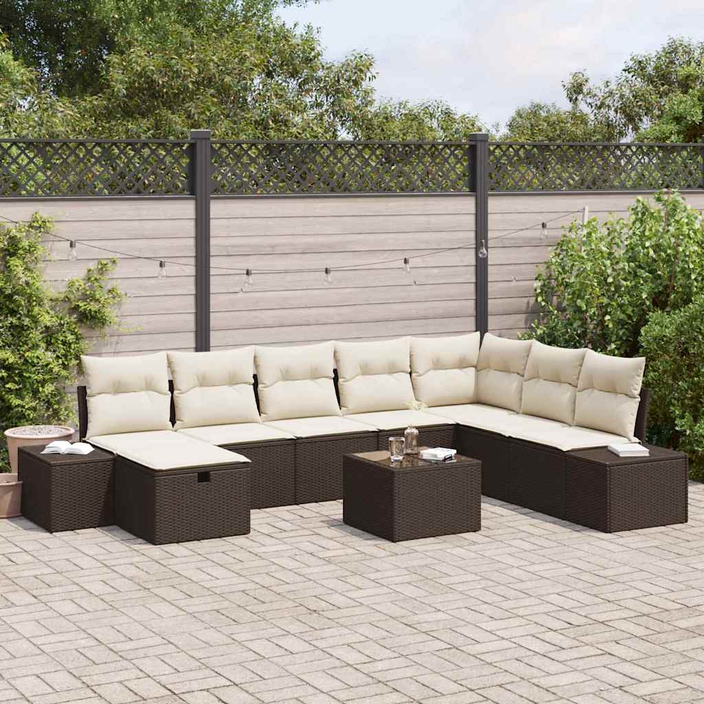 Conjunto de sofá de jardín 8 pcs Beige ratán sintético
