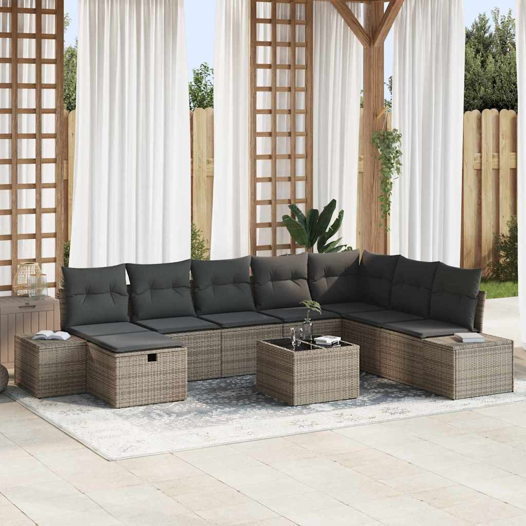 Conjunto de sofá de jardín 8 pcs Beige ratán sintético