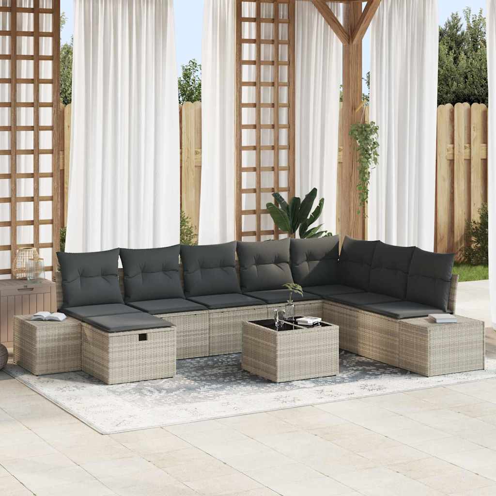 Conjunto de sofá de jardín 8 pcs Beige ratán sintético