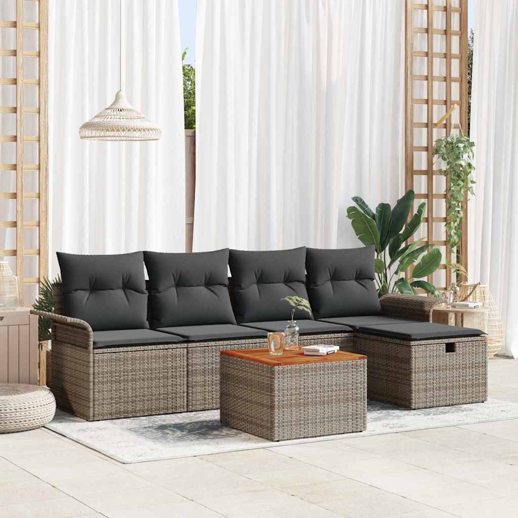 Conjunto de sofás de jardín 6 pcs Beige ratán sintético