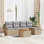 Conjunto de sofás de jardín 6 pcs Beige ratán sintético
