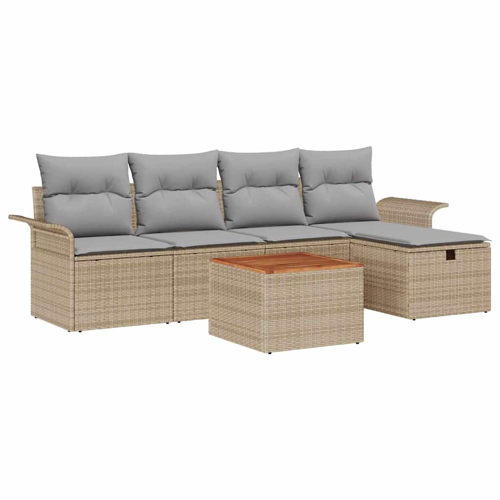 Conjunto de sofás de jardín 6 pcs Beige ratán sintético