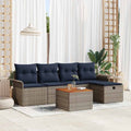 Conjunto de sofás de jardín 6 pcs Gris ratán sintético