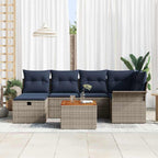 Conjunto de sofás de jardín 7 pcs Gris ratán sintético