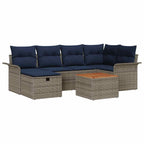 Conjunto de sofás de jardín 7 pcs Gris ratán sintético