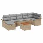 Conjunto de sofás de jardín 8 pcs Beige ratán sintético