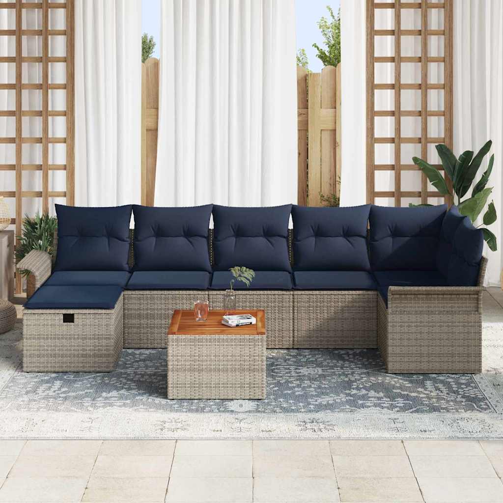 Conjunto de sofás de jardín 8 pcs Gris ratán sintético
