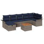 Conjunto de sofás de jardín 8 pcs Gris ratán sintético