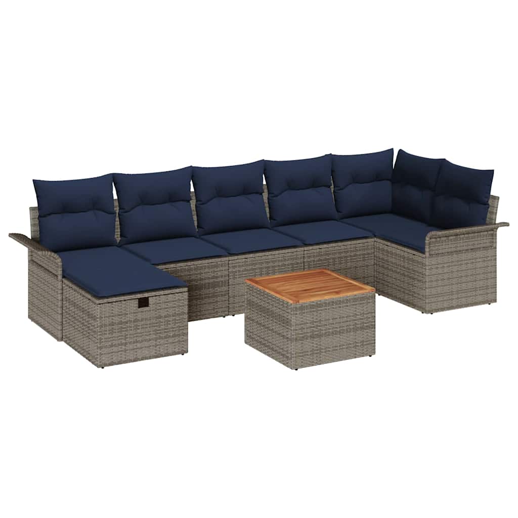 Conjunto de sofás de jardín 8 pcs Gris ratán sintético
