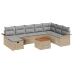 Conjunto de sofás de jardín 9 pcs Beige ratán sintético