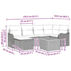 Conjunto de sofás de jardín 7 pcs Negro ratán sintético
