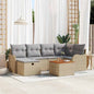 7-piece outdoor sofa set with synthetic rattan, beige
