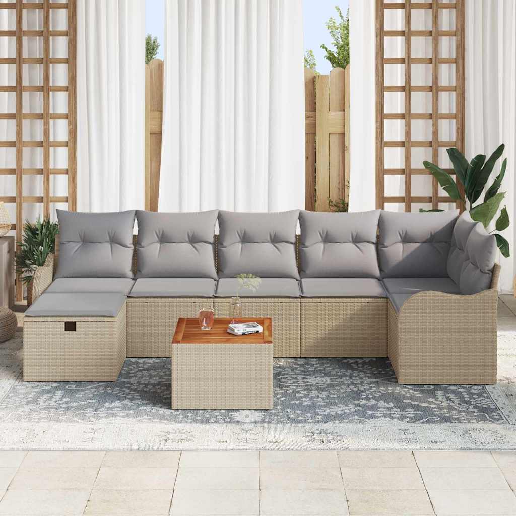 Conjunto de sofás de jardín 8 pcs Beige ratán sintético