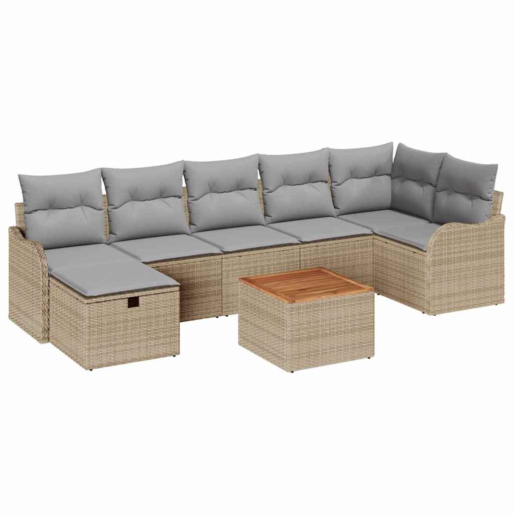 Conjunto de sofás de jardín 8 pcs Beige ratán sintético