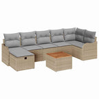 Conjunto de sofás de jardín 8 pcs Beige ratán sintético