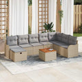 Conjunto de sofás de jardín 9 pcs Beige ratán sintético