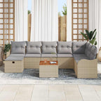 Conjunto de sofás de jardín 9 pcs Beige ratán sintético
