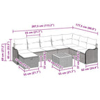 Conjunto de sofás de jardín 9 pcs Beige ratán sintético