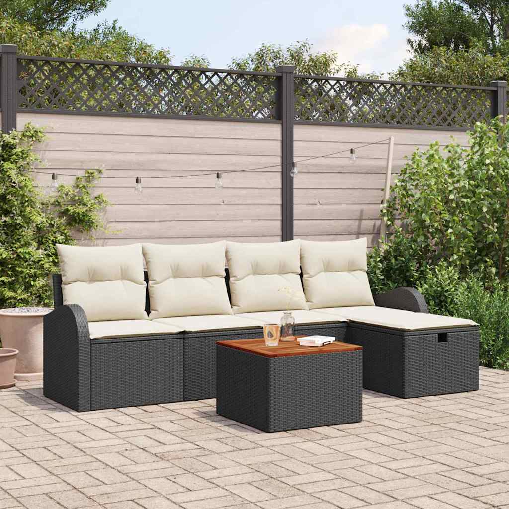 Conjunto de sofás de jardín 6 pcs Beige ratán sintético