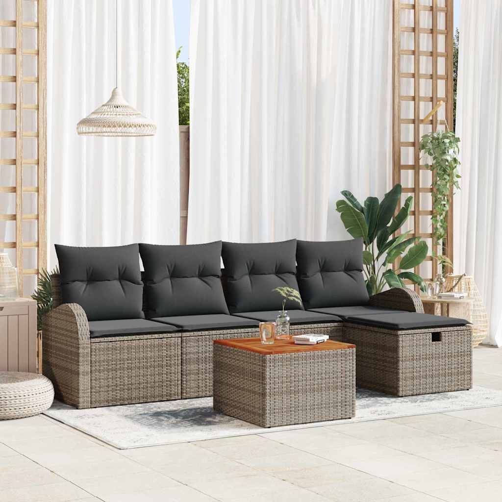 Conjunto de sofás de jardín 6 pcs Beige ratán sintético
