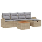 Conjunto de sofás de jardín 6 pcs Beige ratán sintético