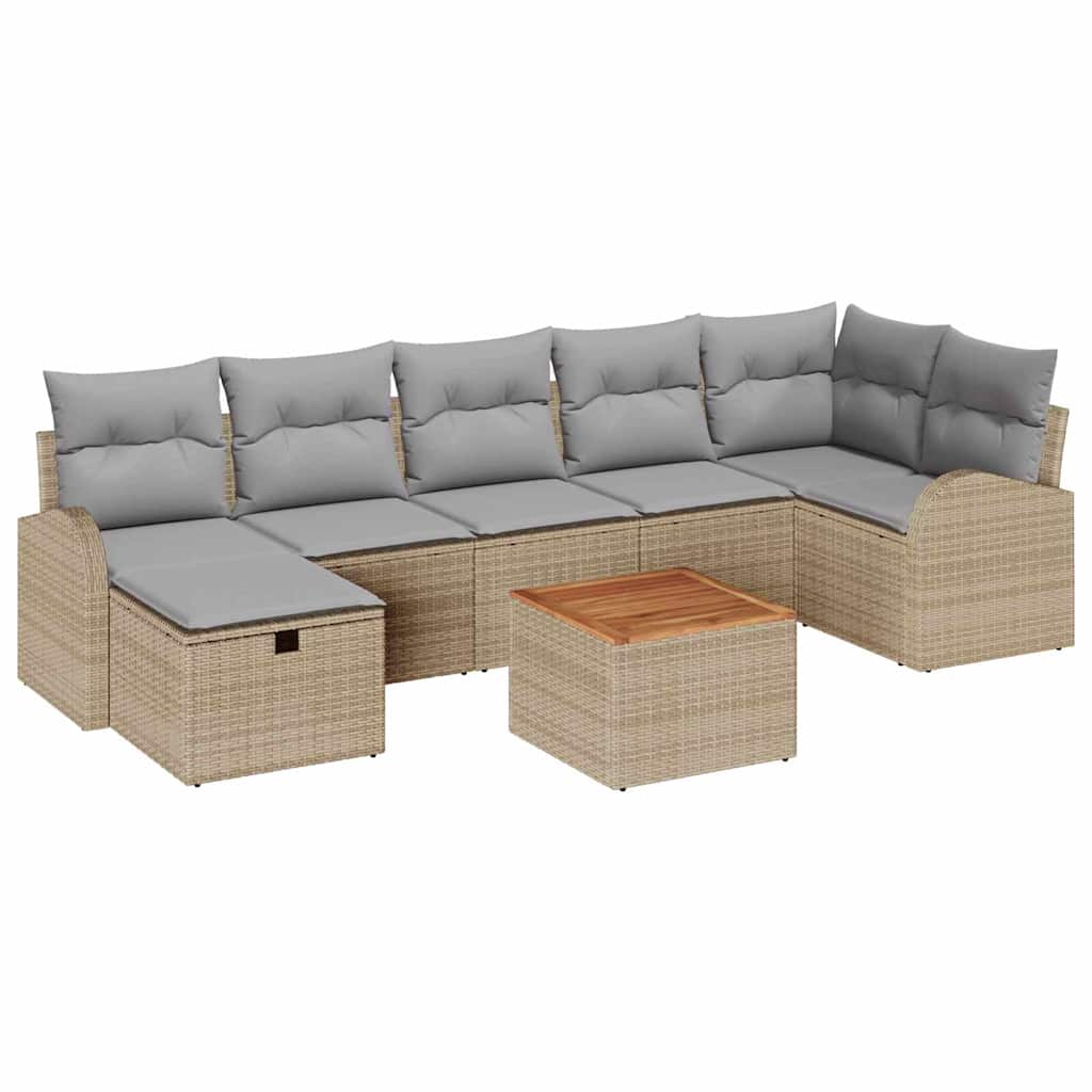 Conjunto de sofás de jardín 8 pcs Beige ratán sintético