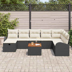 Conjunto de sofás de jardín 9 pcs Negro ratán sintético