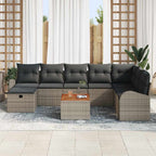 Conjunto de sofás de jardín 9 pcs Gris ratán sintético