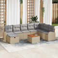 Conjunto de sofás de jardín 9 pcs Beige ratán sintético