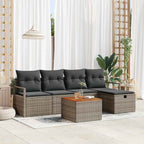 Conjunto de sofás de jardín 6 pcs Gris ratán sintético