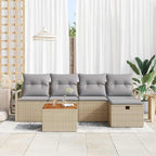Conjunto de sofás de jardín 6 pcs Beige ratán sintético