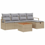 Conjunto de sofás de jardín 6 pcs Beige ratán sintético
