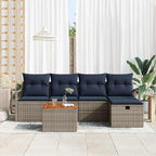 Conjunto de sofás de jardín 6 pcs Gris ratán sintético