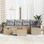 Conjunto de sofás de jardín 7 pcs Beige ratán sintético