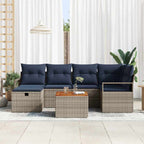 Conjunto de sofás de jardín 7 pcs Gris ratán sintético