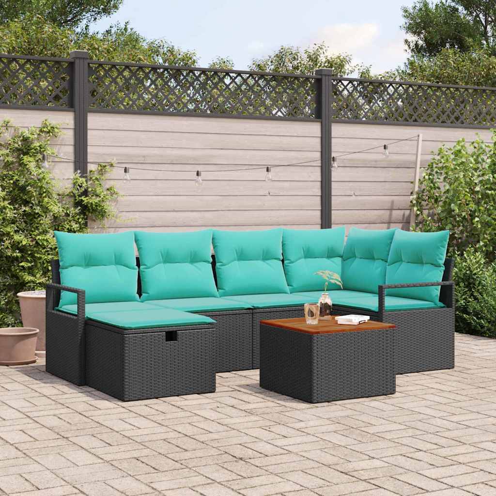 Conjunto de sofás de jardín 7 pcs Gris ratán sintético
