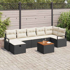 Conjunto de sofás de jardín 8 pcs Negro ratán sintético