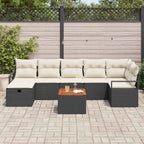 Conjunto de sofás de jardín 8 pcs Negro ratán sintético