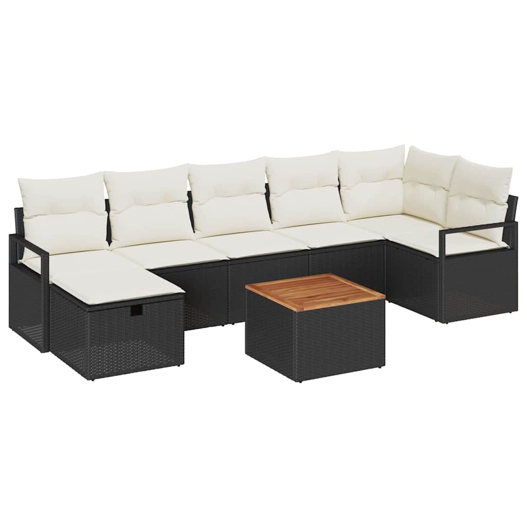 Conjunto de sofás de jardín 8 pcs Negro ratán sintético