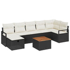 Conjunto de sofás de jardín 8 pcs Negro ratán sintético