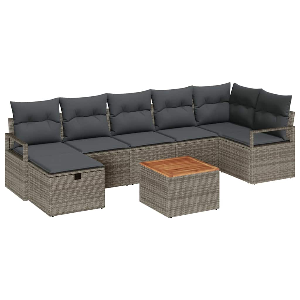 Conjunto de sofás de jardín 8 pcs Gris ratán sintético