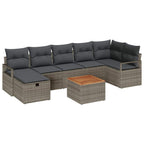 Conjunto de sofás de jardín 8 pcs Gris ratán sintético