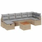 Conjunto de sofás de jardín 8 pcs Beige ratán sintético