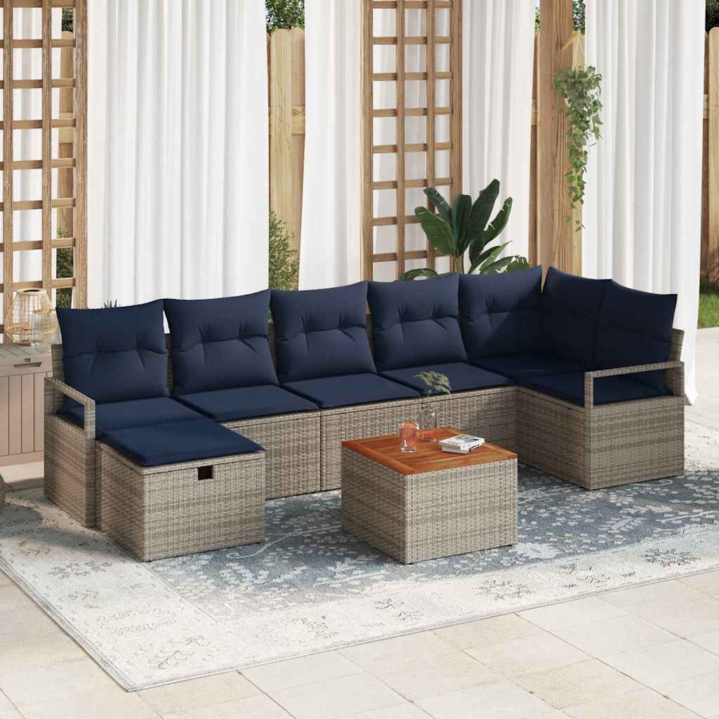 Conjunto de sofás de jardín 8 pcs Gris ratán sintético
