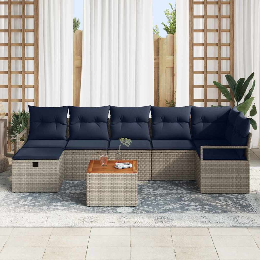 Conjunto de sofás de jardín 8 pcs Gris ratán sintético