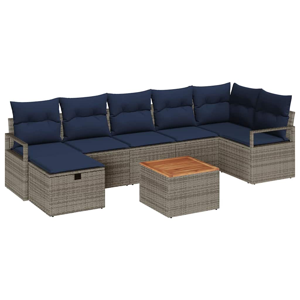 Conjunto de sofás de jardín 8 pcs Gris ratán sintético